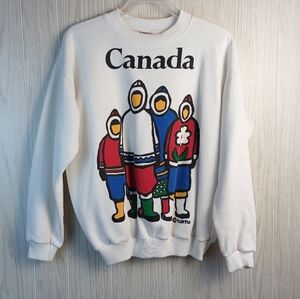 VTG Tuktu Family graphic sweatshirt sweater White Canada tourist souvenir one sz
